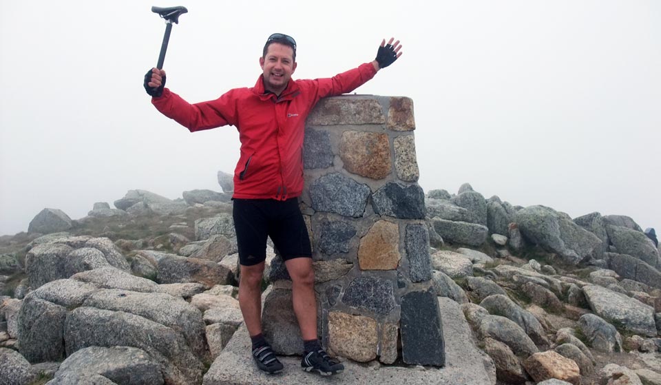 Phil Hambley on the summit of Mount Kosciuszko