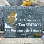 Detail of Tom Simpsons memorial on the Ventoux